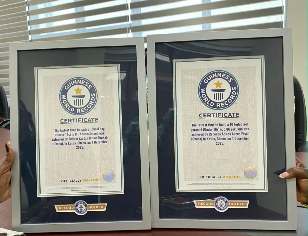Gender Minister honours 4 young Ghanaian Guinness World Record holders