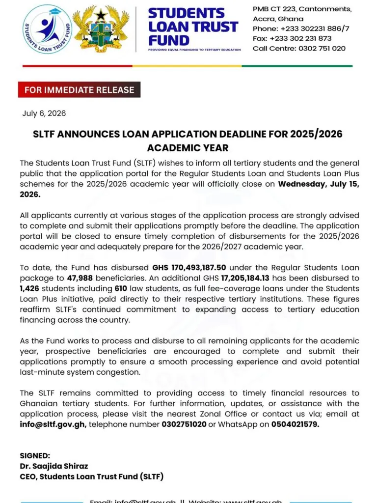 Students Loan Trust Fund urges applicants to complete loan process before July 15