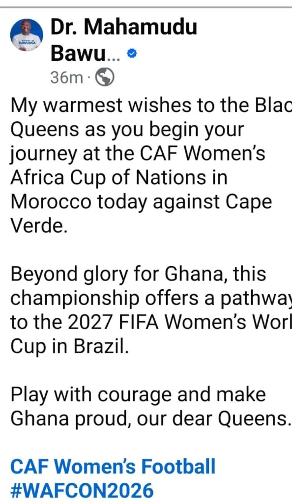 Bawumia wishes Black Queens success ahead of CAF Women’s Africa Cup of Nations opener against Cape Verde