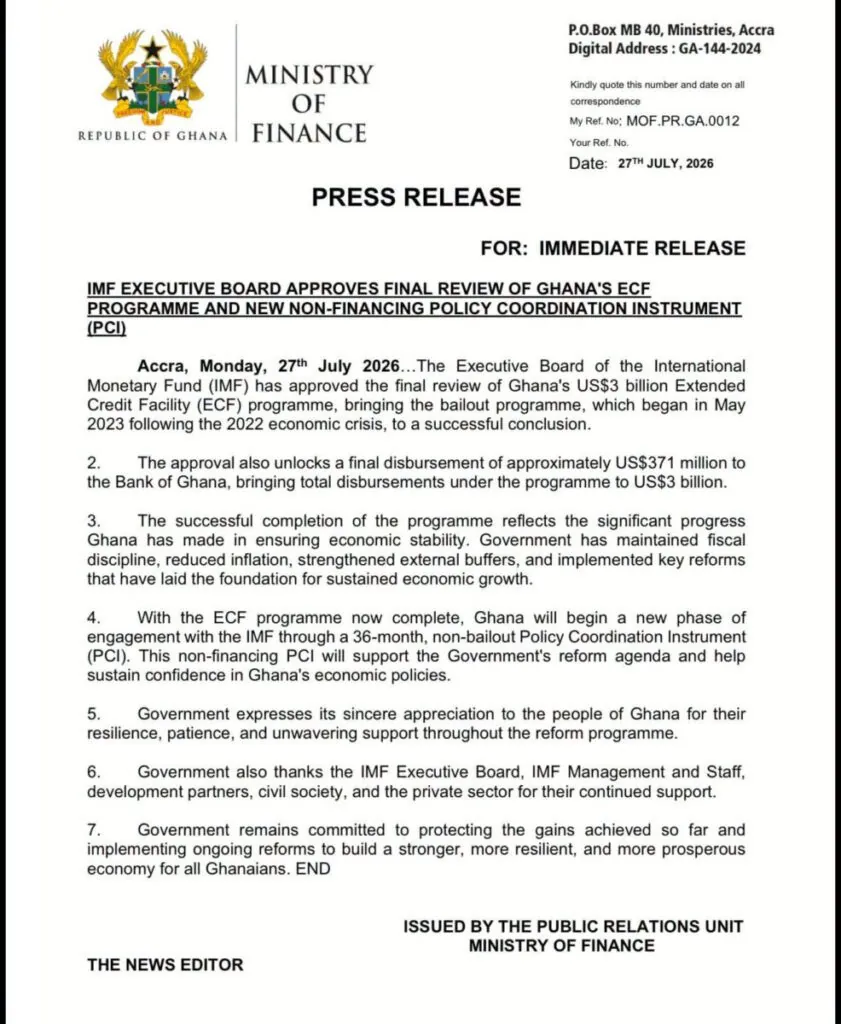 IMF approves final review of Ghana’s ECF programme