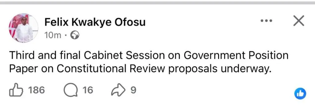 Cabinet begins final review of government’s position on constitutional reforms