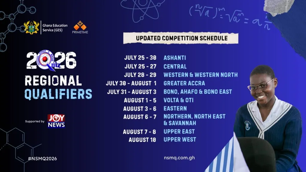 NSMQ 2026 regional qualifiers rescheduled for July 25 to August 10