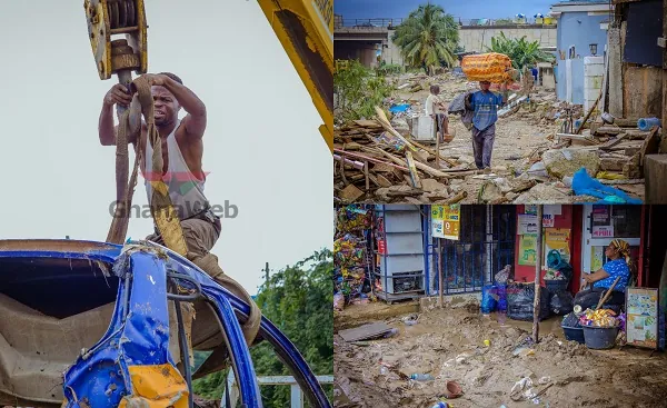 Businesses destroyed as flood and fire hit Odawna Rubber Market
