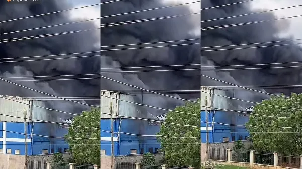 Massive fire engulfs warehouse in Tema Community 26