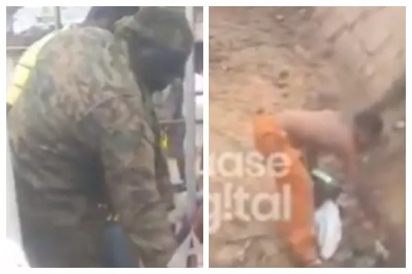 Watch how a young man is punished by a soldier for throwing rubbish in a gutter