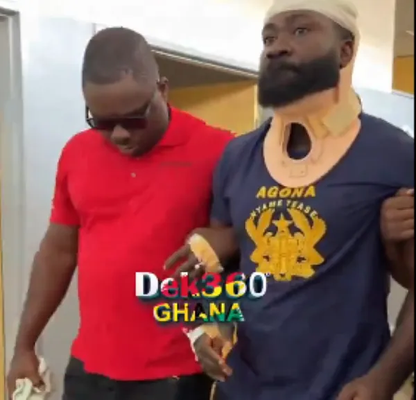 Watch as ‘limping’ Okatakyie Afrifa-Mensah is transported to court in ambulance