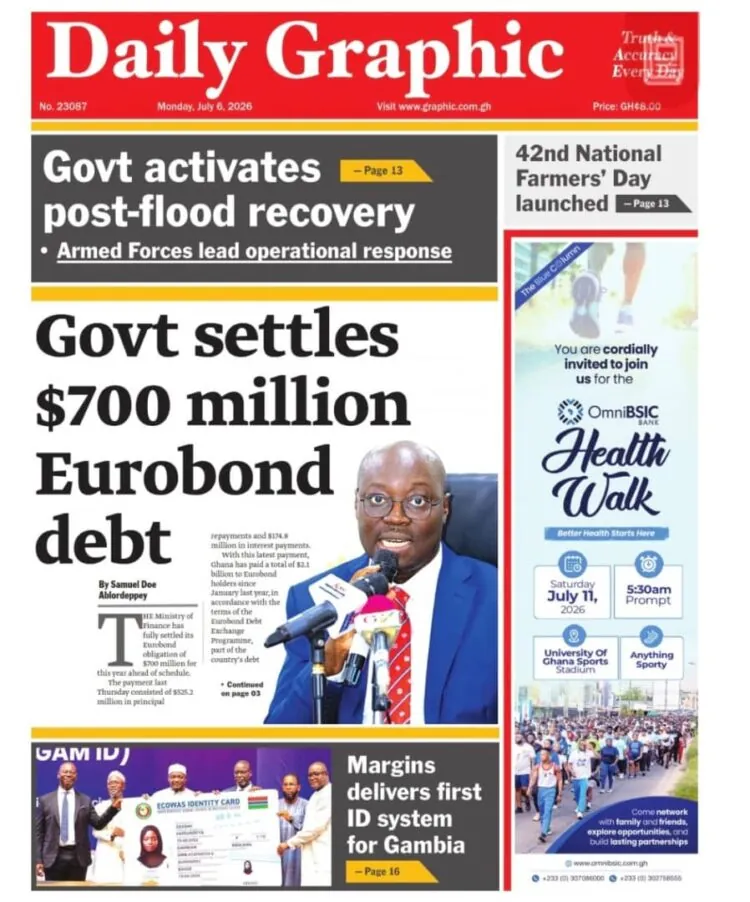 Today’s Front pages: Monday, July 6, 2026