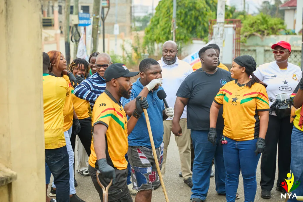 Osman Ayariga leads NYA staff in government-declared national clean-up exercise
