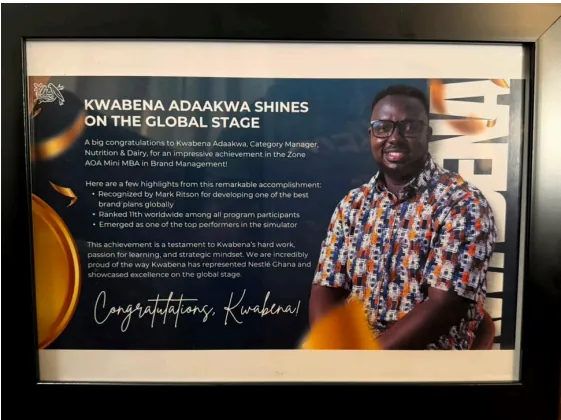 Kwabena Adaakwa earns global recognition for brand management excellence