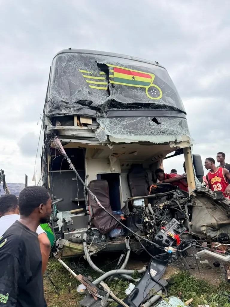 Military vehicle carrying troops to Bawku involved in crash with STC Bus in Ashanti