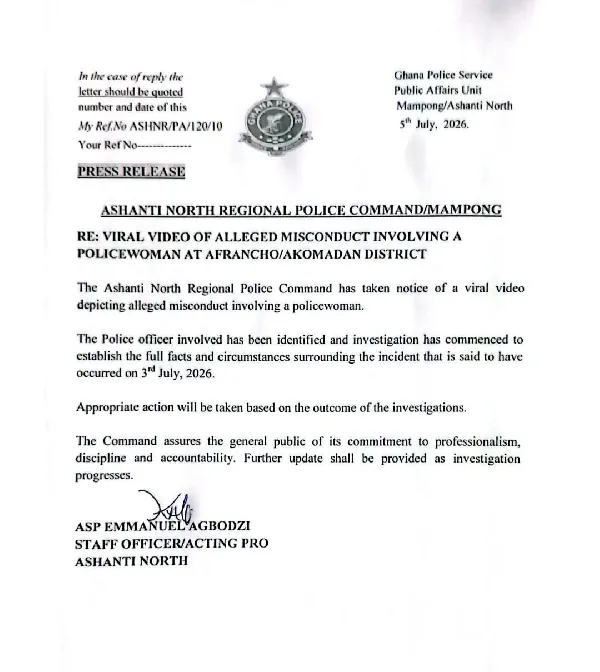 Police investigates viral video of alleged misconduct involving officer in Ashanti North