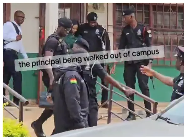 Watch as Krobo Nursing College principal is whisked away by police after protest