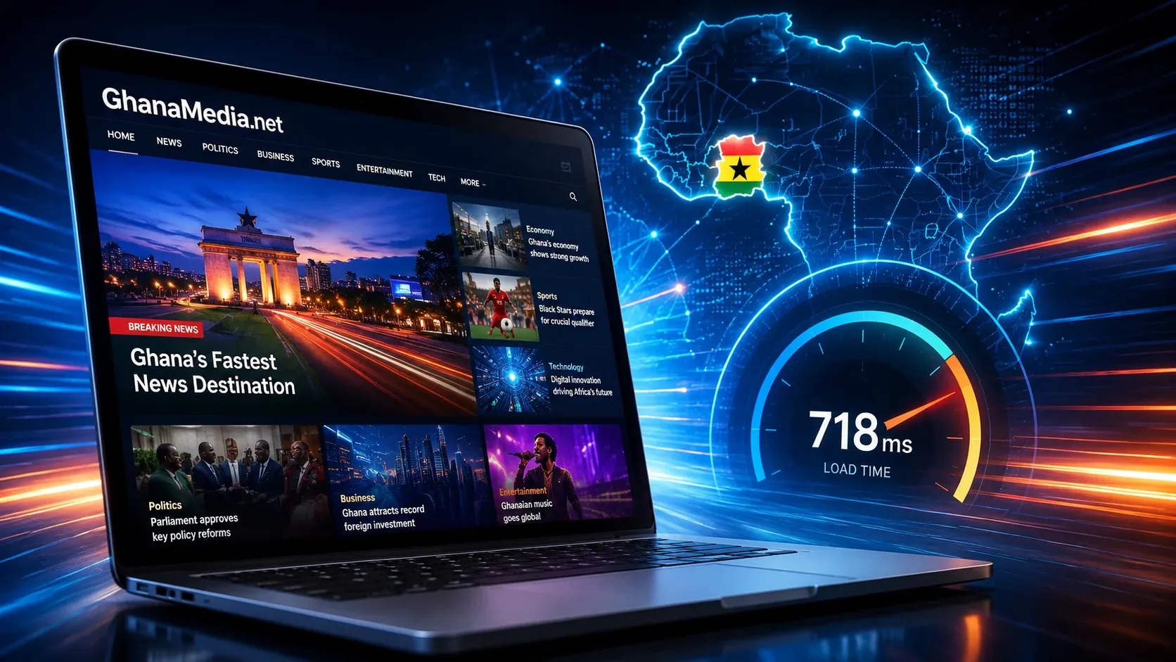 GhanaMedia.net Redefines Digital Publishing with 718ms Speed, Setting a New Benchmark for News Websites in Ghana