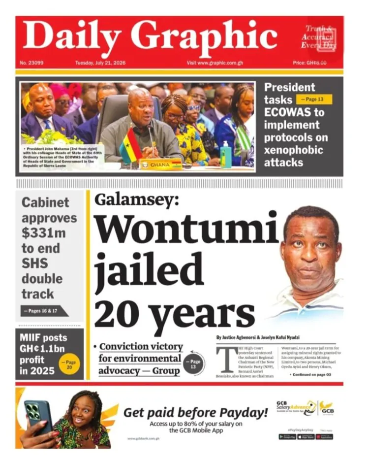 Today’s Front Pages: Tuesday, July 21, 2026