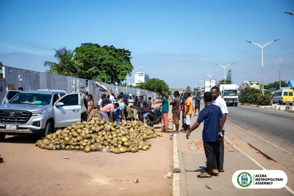 AMA arrests coconut trader for unauthorised use of bus stop as storage facility